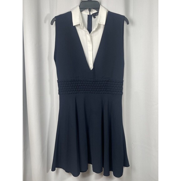 The Kooples Navy And White Collared Dress Sz Med - Picture 3 of 9